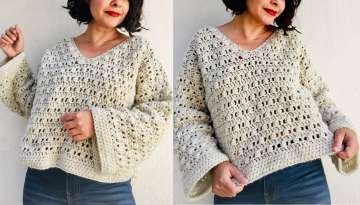 Crochet sweater for women with V-neck Step by step!