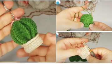 Easy Crochet Mini Cactus Keychain Tutorial